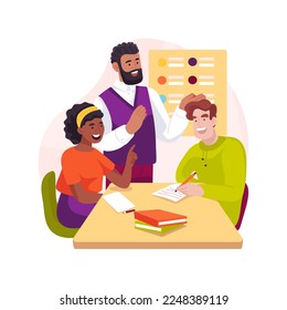 Currículum individualizado aislado ilustración vectorial de dibujos animados. Los profesores se reúnen discutiendo el currículo, reemplazando las actividades, clases individualizadas para niños discapacitados de dibujos animados vectores.