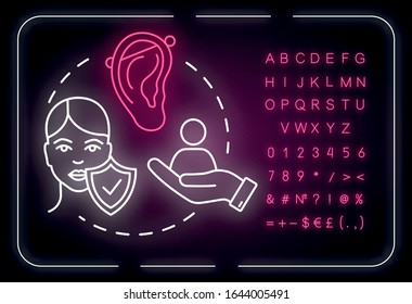 Individualism neon light concept icon. Self-affirmation. Freedom of action. Individualist feminism idea. Outer glowing sign with alphabet, numbers and symbols. Vector isolated RGB color illustration