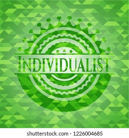 Individualist green emblem with mosaic ecological style background