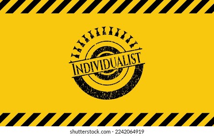 Individualist inside warning sign, black grunge emblem. Vector Illustration. Detailed. 