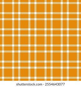 Individuality check vector tartan, warmth plaid textile pattern. Hounds seamless fabric background texture in orange and white colors palette.