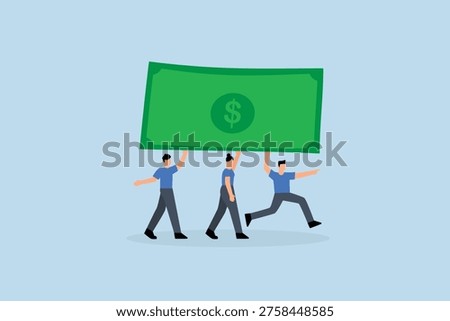 Individuals hold dollar banknotes as metaphor for capital