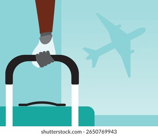 Individuals traveling with special needs flat vector stock illustration with african american person with prosthesis at airport for sstkTravel