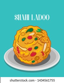 indkan3 traditional shahi ladoo or laddu vector illustration