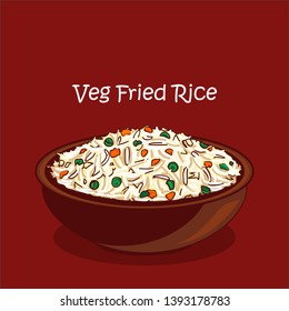 indo Chinese food veg fried rice vector illustration