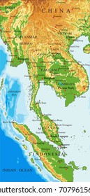 Indochina Physical Map