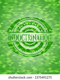 Indoctrination green emblem. Mosaic background