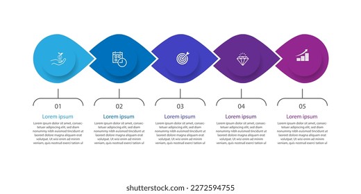 Indographic template vector element with five step concept.
