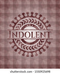 Indolent red badge with geometric background. Seamless.