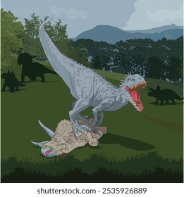 Indominus Rex e Tricerátops, Indominus Rex, Tricerátops, período Cretáceo, Dinossauro.