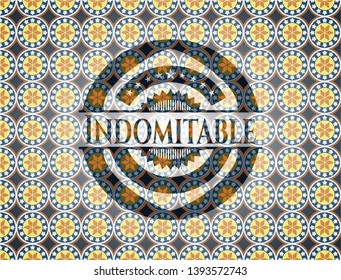 Indomitable arabic badge background. Arabesque decoration.
