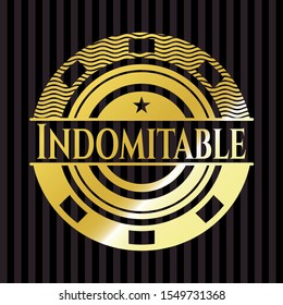 Indomitable gold shiny emblem. Vector Illustration. Detailed.