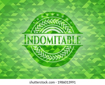 Indomitable green mosaic emblem. Vector Illustration. Detailed. 