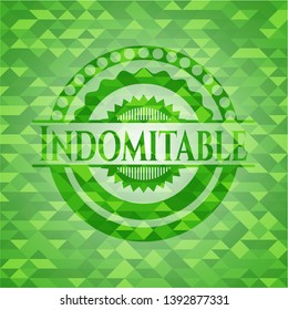 Indomitable realistic green mosaic emblem. Vector Illustration. Detailed.