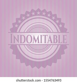 Indomitable retro pink emblem. Vector Illustration. Detailed.
