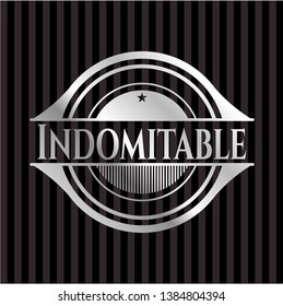 Indomitable silvery shiny badge. Vector Illustration. Mosaic.