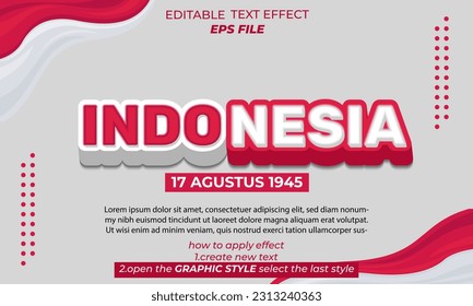 indonesia 3d text effect, font editable, typography