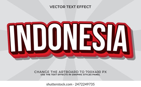 indonesia efecto de texto 3d, fuente editable, tipografía