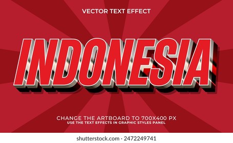 indonesia efecto de texto 3d, fuente editable, tipografía