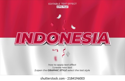 indonesia 3d text effect template 