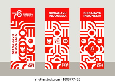 Indonesia 76th Independence Day Banner Template Vector. Anniversary Logo Of Republic Of Indonesia Independence.