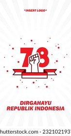 Plantilla de historia de medios sociales de vectores del 78° Día de la Independencia de Indonesia