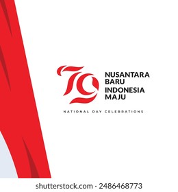 Indonesia 79th independence day. Indonesia ribbon flag element graphics template.