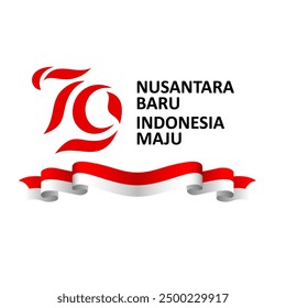 Indonesia 79th independence day. Indonesia ribbon flag red and white element graphics template. Dirgahayu 79 Republik Indonesia 2024. HUT RI 79 2024.