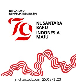 Indonesien 79. Unabhängigkeitstag. Indonesien Farbband Flagge rot und weiß Element Grafikvorlage. Dirgahayu 79 Republik Indonesien 2024. HUT RI 79 2024.