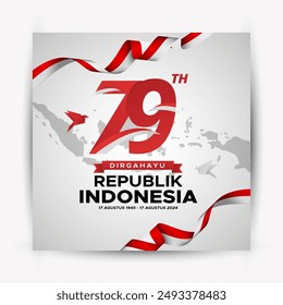 indonesia 79th independence day vertical poster template