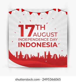 indonesia 79th independence day vertical poster template vector