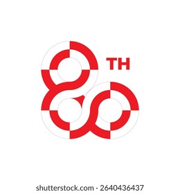 Indonesia 80th Anniversary Abstract Logo Design, Dynamic 80 Years of Independence of Republic of Indonesia. Icon, Elements and Pattern