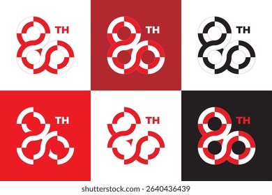 Indonesia 80th Anniversary Abstract Logo Design, Dynamic 80 Years of Independence of Republic of Indonesia. Icon, Elements and Pattern