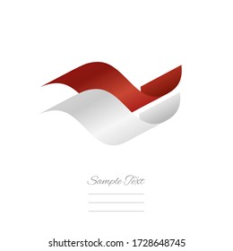 Indonesia abstract flying wavy flag red white ribbon logo icon banner