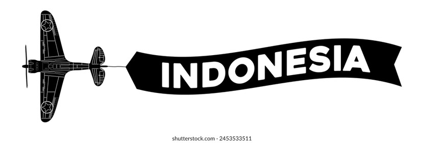 Indonesia advertisement banner is attached to the plane