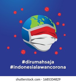 Indonesia against Corona Virus. Earth
wear a nurse mask to protect her.