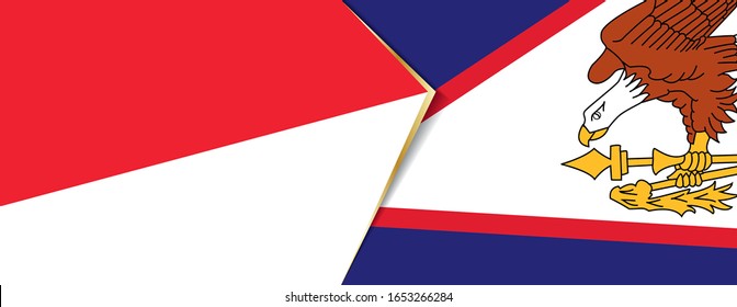 Indonesia and American Samoa flags, two vector flags symbol of relationship or confrontation.