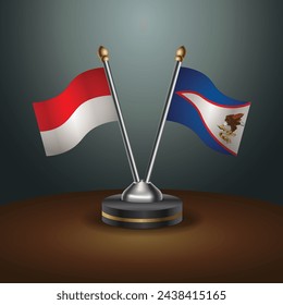 Indonesia and American Samoa table flags relation with gradient backgrund. Vector Illustration

