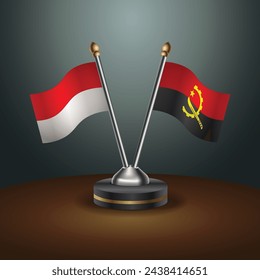 Indonesia and Angola table flags relation with gradient backgrund. Vector Illustration

