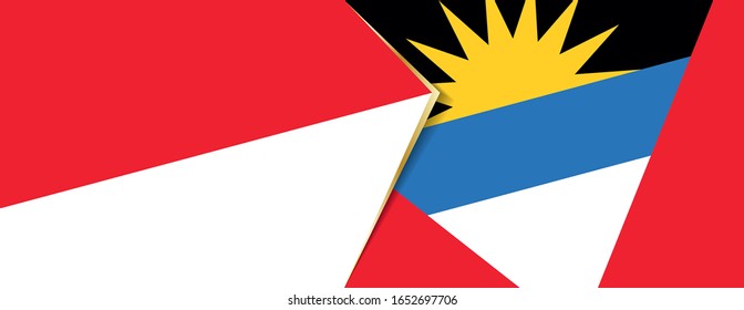 Indonesia and Antigua and Barbuda flags, two vector flags symbol of relationship or confrontation.