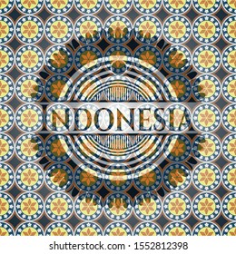 Indonesia arabic badge background. Arabesque decoration.