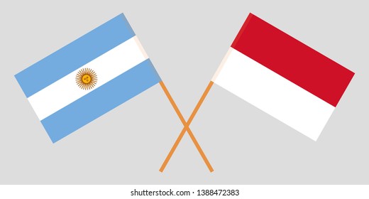 Indonesia and Argentina. The Indonesian and Argentinean flags. Official colors. Correct proportion. Vector illustration
