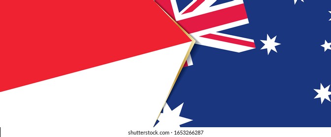 Indonesia and Australia flags, two vector flags symbol of relationship or confrontation.