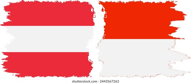 Indonesia y Austria grunge banderas de conexión, vector