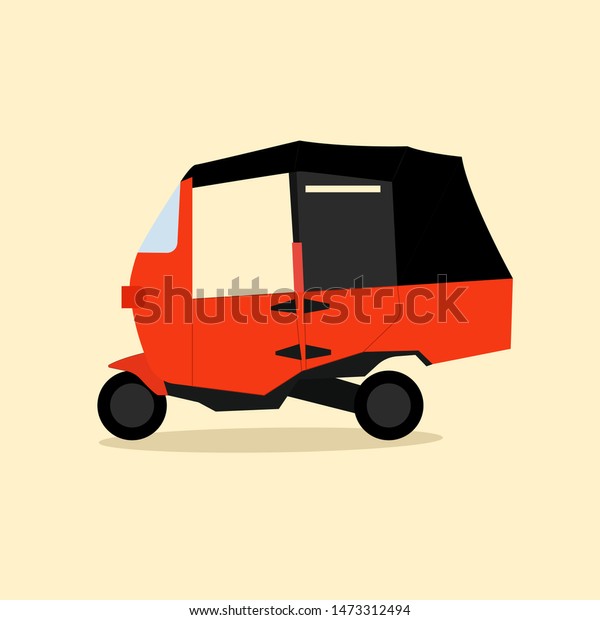 Indonesia auto\
rickshaw flat vector design.\
