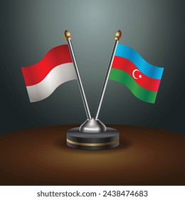 Indonesia and Azerbaijan table flags relation with gradient backgrund. Vector Illustration