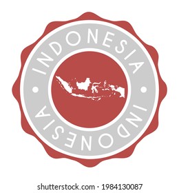 Indonesia Badge Map Vector Seal. National Symbol Country Stamp Design Icon Label. 