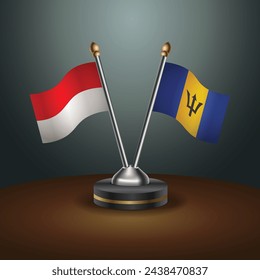 Indonesia and Bahamas table flags relation with gradient backgrund. Vector Illustration