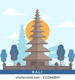 Indonesia Bali Landmark Flat Style