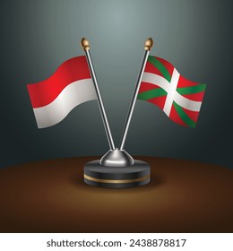 Indonesia and Basque lands table flags relation with gradient backgrund. Vector Illustration